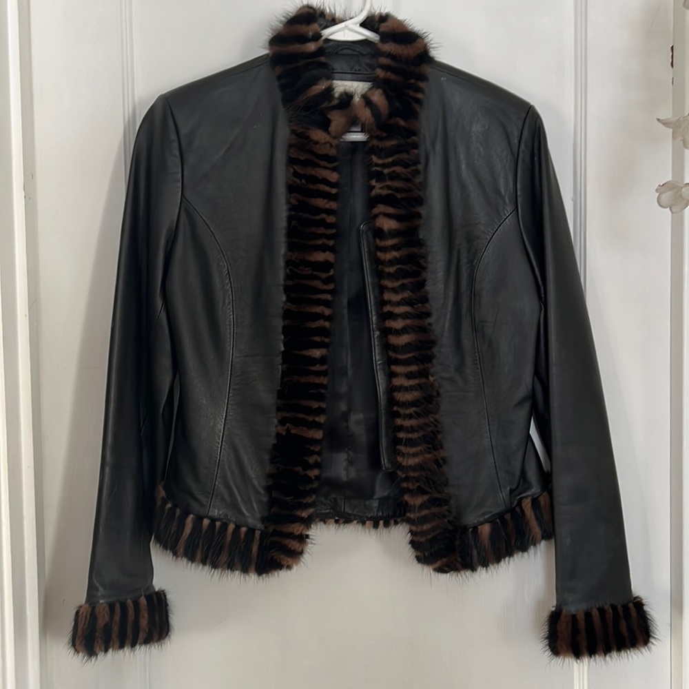 Soft black leather with fur